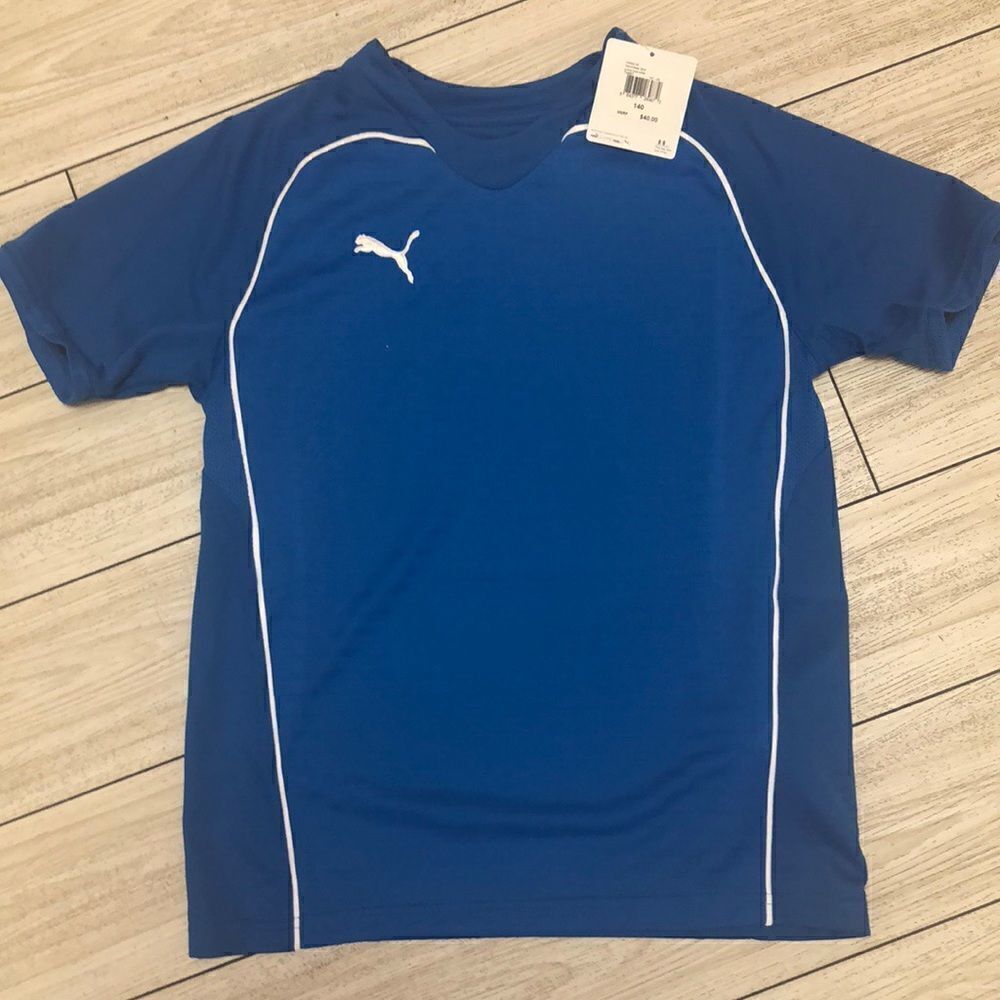 NWT Puma Blue white tee youth medium
